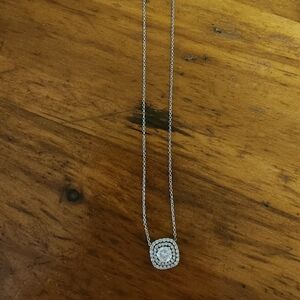 Silver Chain Necklace With Square Halo Stone